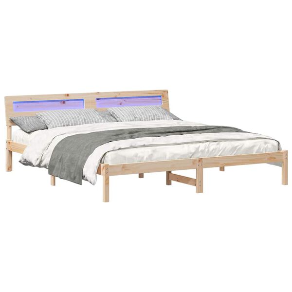 vidaXL Bedframe met hoofdeinde Bruin 180 x 200 cm Massief grenenhout