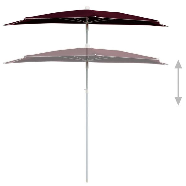 vidaXL Parasol half met paal 180x90 cm bordeauxrood