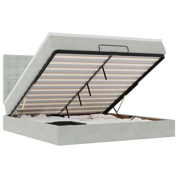 vidaXL Ottoman bed met matrassen 180x200cm fluweel lichtgrijs