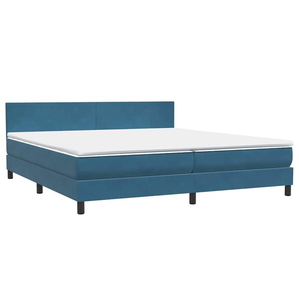 vidaXL Boxspring met matras fluweel donkerblauw 180x210 cm