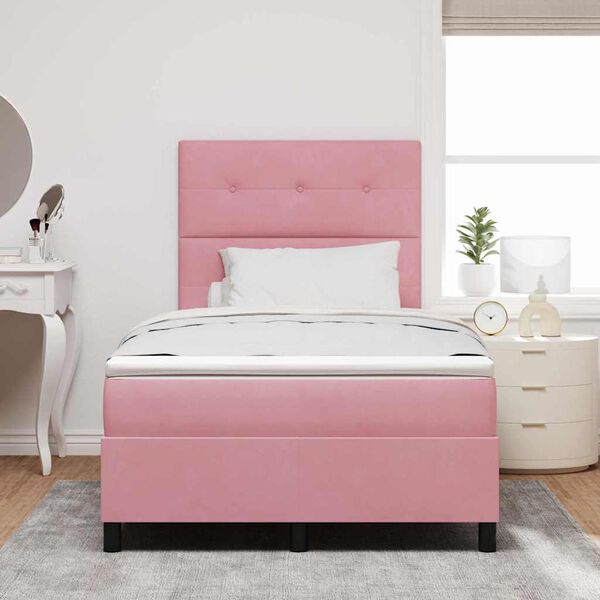 vidaXL LED Box Spring Bed met matras Roze 120 x 190 cm Stof