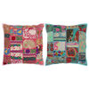 vidaXL Kussens patchwork handgemaakt 45x45 cm roze/turquoise 2 st