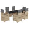 vidaXL 7-delige Tuinset met kussens poly rattan gemengd beige