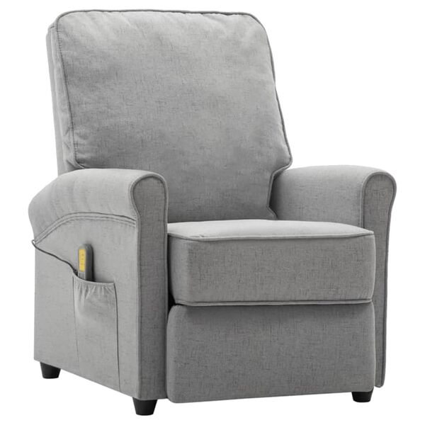 vidaXL Massagestoel elektrisch stof lichtgrijs