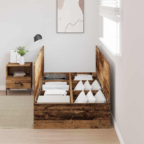 vidaXL Opbergbedframe met opslag Oud Hout 80 x 200 cm Bewerkt hout