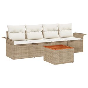 vidaXL Tuinbankenset met kussen 5 pcs Beige poly rattan
