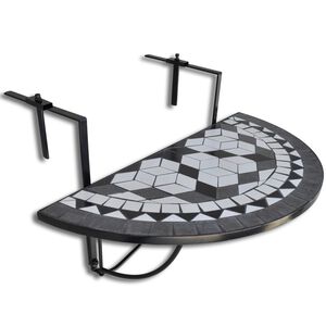 vidaXL Balkontafel hangend moza&iuml;ek zwart en wit