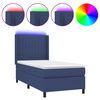 vidaXL Boxspring met matras en LED stof blauw 90x200 cm