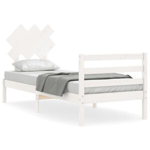 vidaXL Bedframe met hoofdbord massief hout wit