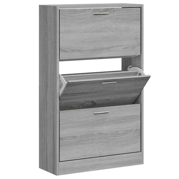 vidaXL Schoenenkast 63x24x103 cm bewerkt hout grijs sonoma