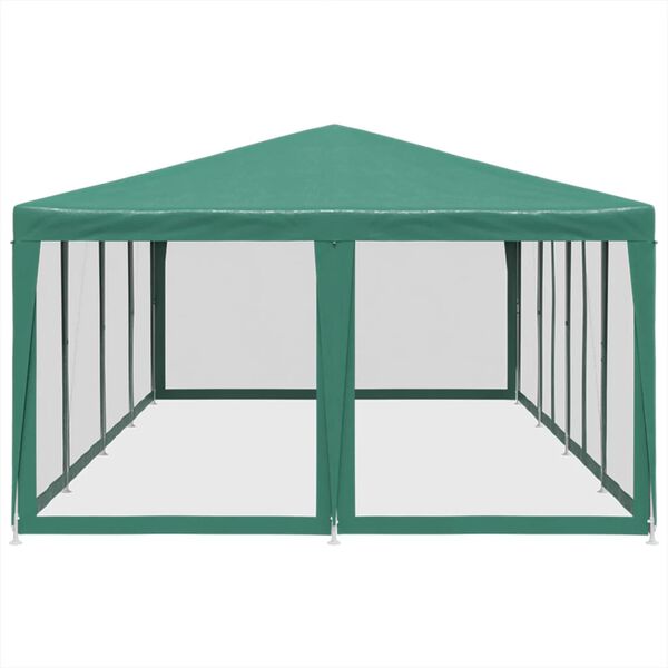 vidaXL Partytent met 12 mesh zijwanden 8x4 m HDPE groen