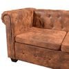 vidaXL Chesterfield hoekbank 6-zits kunstleer bruin