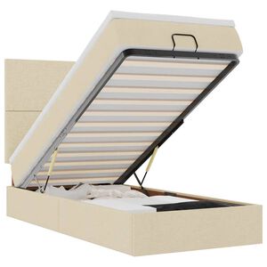 vidaXL Bed met matras 90x200 cm stof cr&egrave;mekleurig