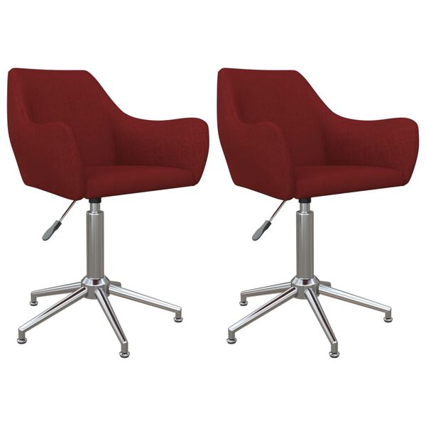 vidaXL Eetkamerstoelen draaibaar 2 st stof wijnrood