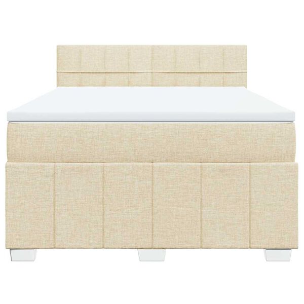 vidaXL Boxspring met matras stof cr&egrave;mekleurig 140x190 cm
