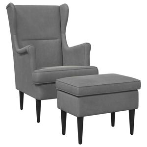 vidaXL Fauteuil met Voetenbank 2 st Donkergrijs Fluweel