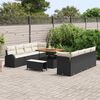 vidaXL Tuin Sofa Set met kussen 11 pcs Zwart Poly riet