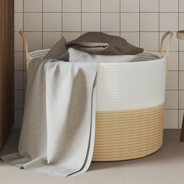 vidaXL Opbergmand &Oslash; 51x33 cm katoen beige en wit