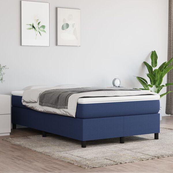 vidaXL Boxspring met matras stof blauw 120x190 cm