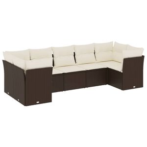 vidaXL 7-delige Loungeset met kussens poly rattan bruin