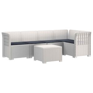 vidaXL 5-Zits Tuin Sofa met Kussens Rattan Look PP Wit