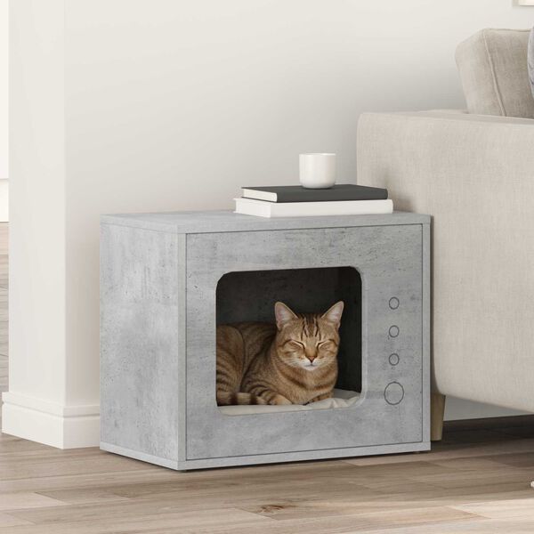 vidaXL Kattenhuis Beton 51 x 30 x 42 cm Bewerkt hout