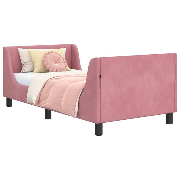 vidaXL Bedframe voor kinderen met hoofdbord Roze 80 x 160 cm Fluweel