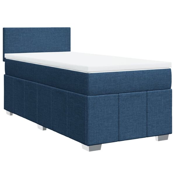 vidaXL Boxspring met matras stof blauw 90x200 cm