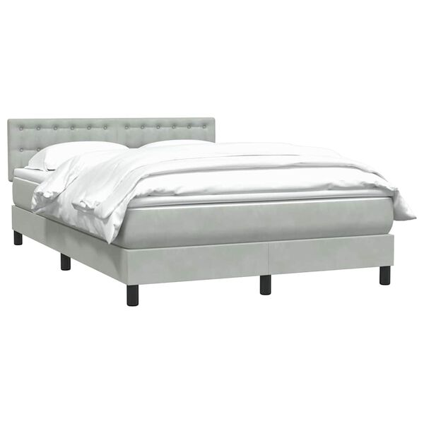 vidaXL Boxspring met matras fluweel lichtgrijs 160x210 cm