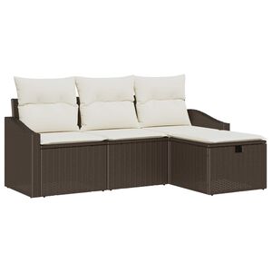 vidaXL Bankstel met kussen 4 pcs poly rattan