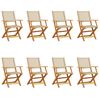 vidaXL Opklapbare stoelen, 8 stuks, beige, van polyrotan en massief hout.