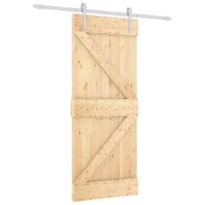 vidaXL Schuifdeur Natuurlijk en Wit 80 x 210 cm Massief grenenhout