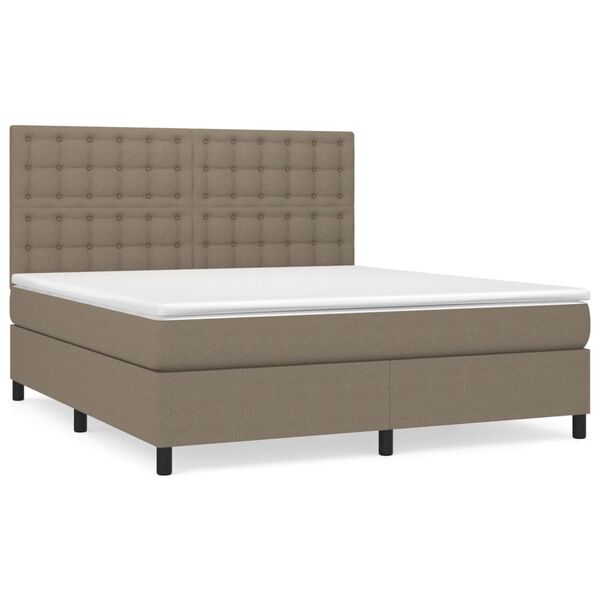 vidaXL Boxspring met matras stof taupe 160x200 cm
