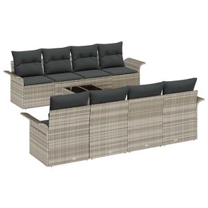 vidaXL Tuin Sofa Set 9 pcs Lichtgrijs Poly riet