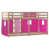 vidaXL Stapelbed met gordijnen 80x200 cm grenenhout roze