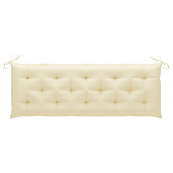 vidaXL Tuinbank met cr&egrave;mewit kussen 150 cm massief teakhout