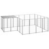 vidaXL Hondenkennel 6,05 m&sup2; staal zilverkleurig