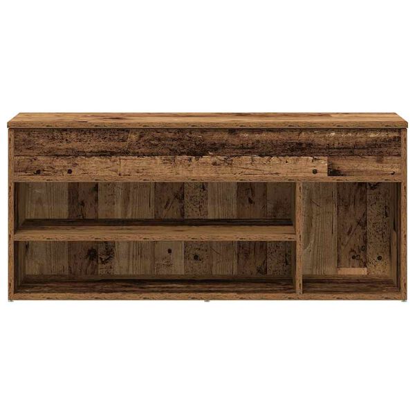 vidaXL Schoenenbank 102x30,5x45 cm bewerkt hout oud houtkleurig