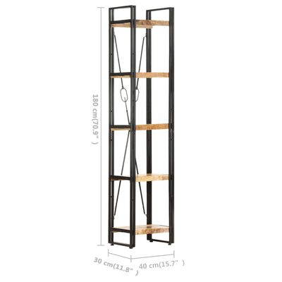 vidaXL Boekenkast met 5 schappen 40x30x180 cm massief mangohout