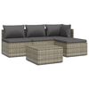 vidaXL 5-delige Loungeset met kussens poly rattan grijs
