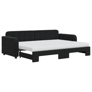 vidaXL Slaapbank onderschuifbed en matrassen 80x200 cm fluweel zwart