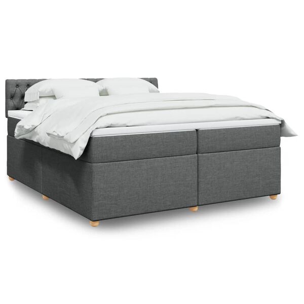 vidaXL Boxspring met matras stof donkergrijs 200x200 cm