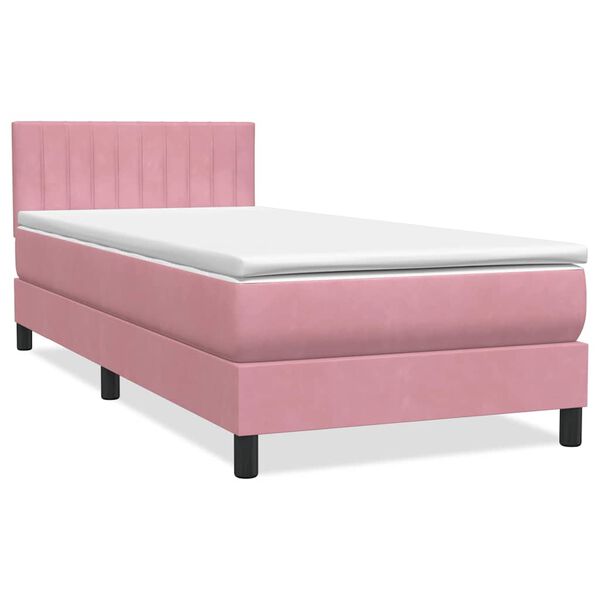 vidaXL Boxspring met matras en LED fluweel roze 80x210 cm