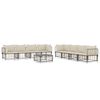 vidaXL 9-delige Loungeset met kussens poly rattan antracietkleurig