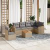 vidaXL 7-delige Loungeset met kussens poly rattan gemengd beige
