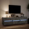 vidaXL Tv-wandmeubel met LED-verlichting 180x31x45 cm betongrijs
