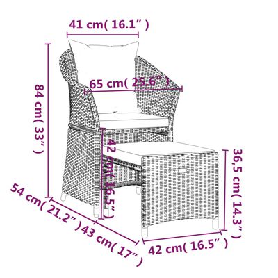 vidaXL 2-delige Loungeset met kussens poly rattan grijs