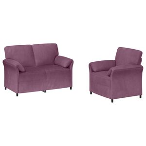 vidaXL Bankstel 2 st Paars Fluweel