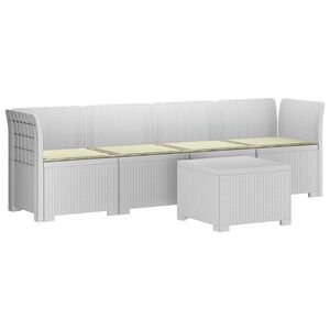 vidaXL 4-Persoons Tuin Sofa met Kussens Rieten Look PP Wit