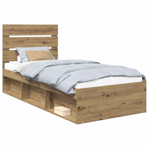 vidaXL Bedframe Ambachtelijk eiken 100 x 200 cm Massief grenenhout
